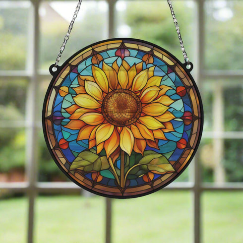 Sunflower Stained Glass Effect Suncatcher